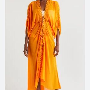 Ramy Brook Raelynn Apricot Beach Dress w Tassel & Lace Detail Medium $325 NWT!